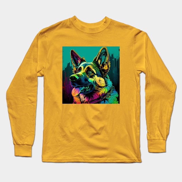 Pop Art German Shepherd Long Sleeve T-Shirt by Star Scrunch